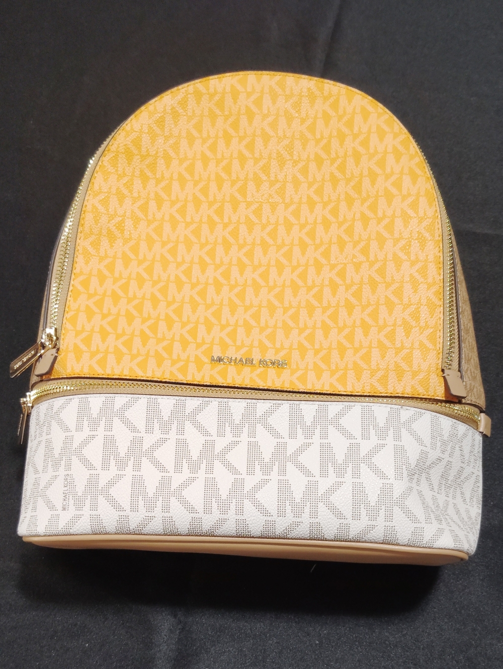 Michael Kors Yellow and White Signature Dome Backpack